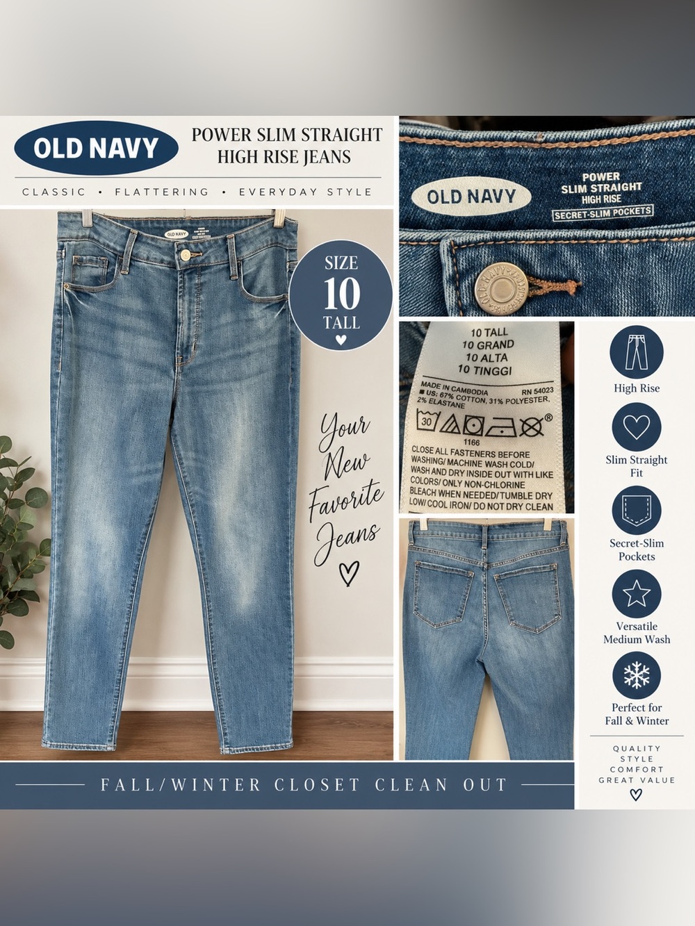 Old Navy Light Blue Power Slim Straight High-Rise Jeans